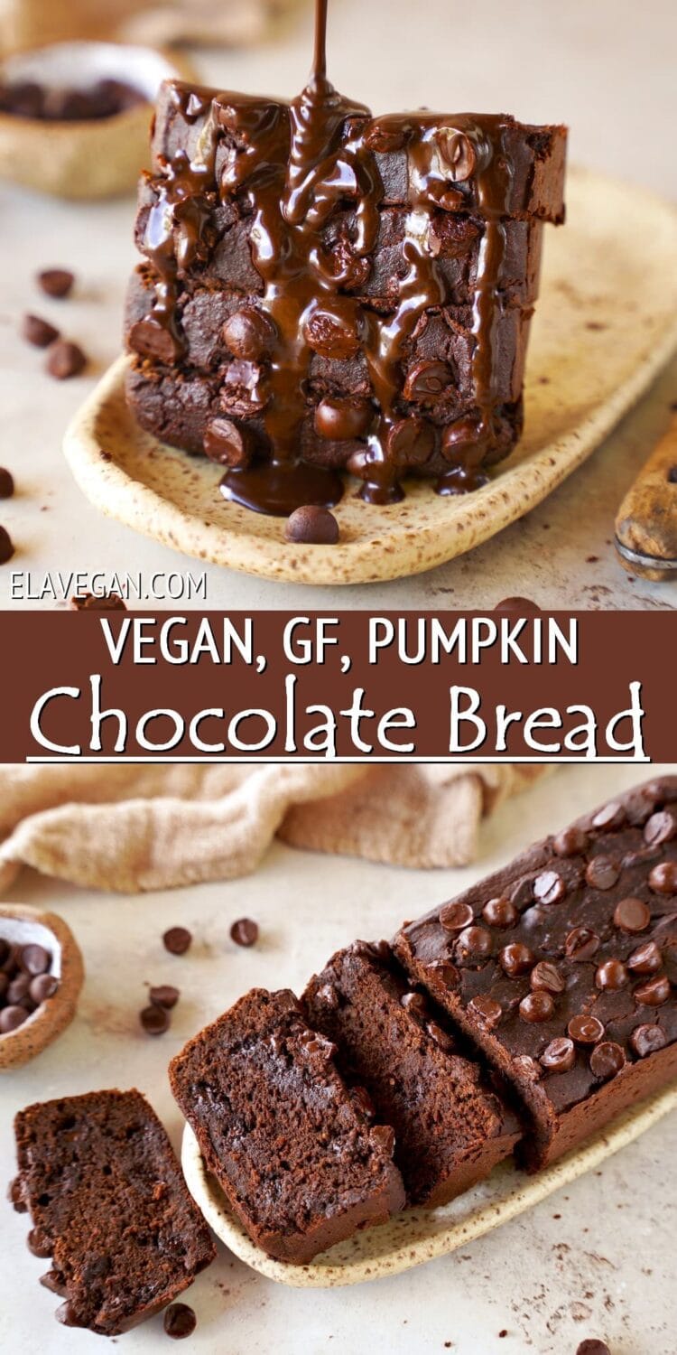 Pinterest collage vegan, gf pumpkin chocolate bread