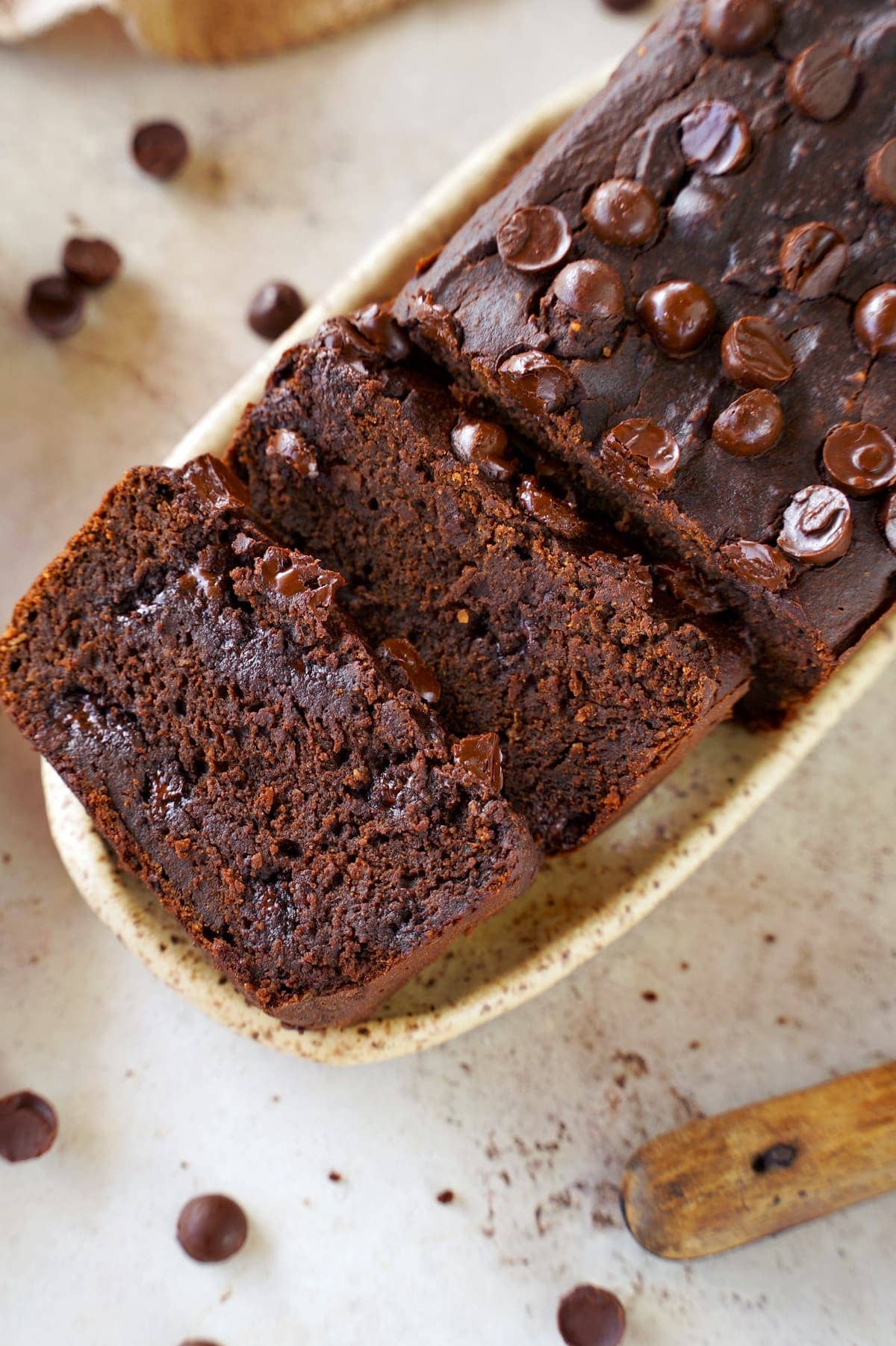 close-up of dairy-free chocolate cake