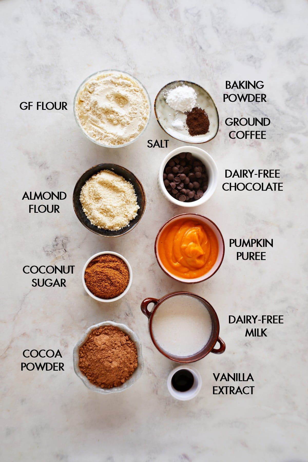 ingredients for pumpkin chocolate bread