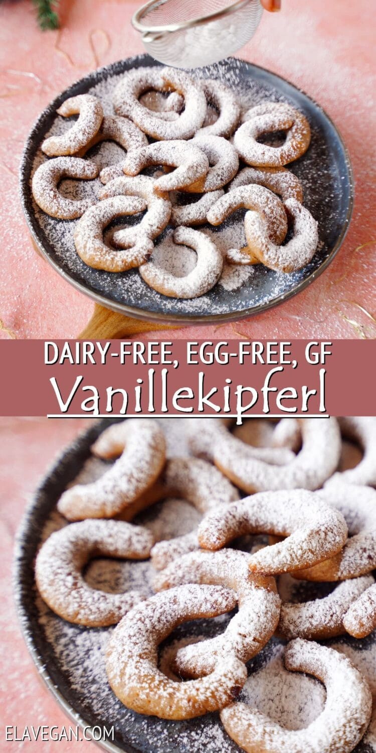 Pinterest Collage Dairy-free, egg-free, gluten-free vanilla kipferel