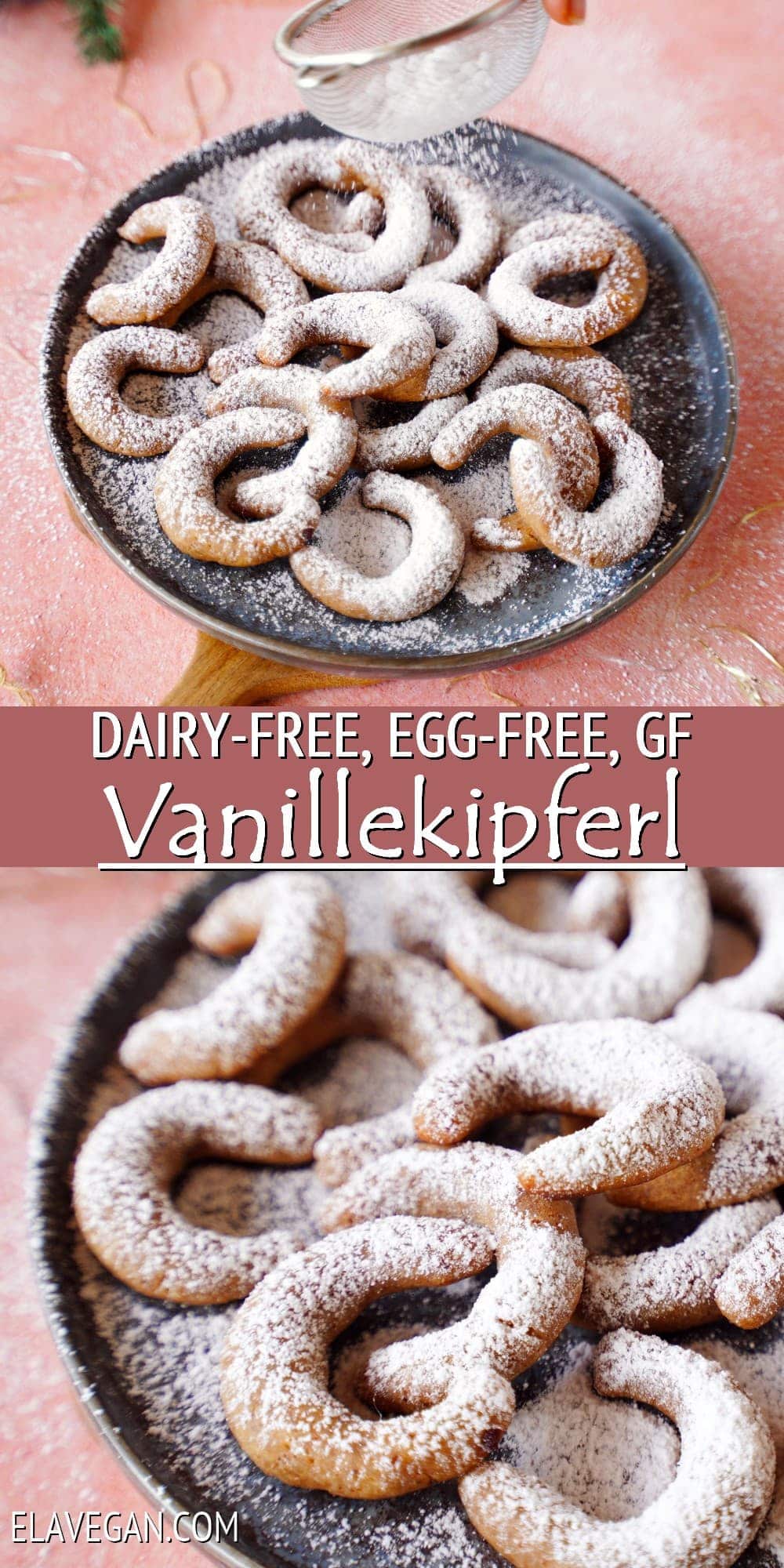 Pinterest collage dairy-free, egg-free, gluten-free vanillekipferl
