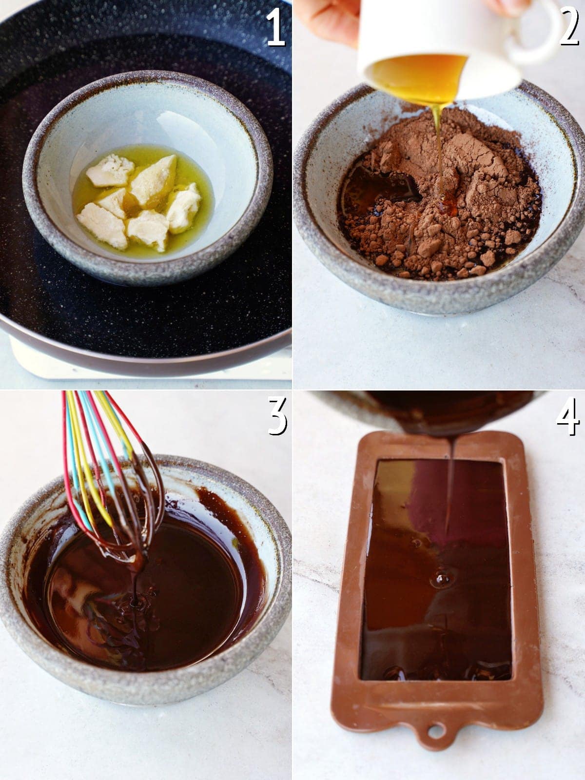 4 Bilder, die Schritt für Schritt zeigen, wie man Schokolade selber machen kann