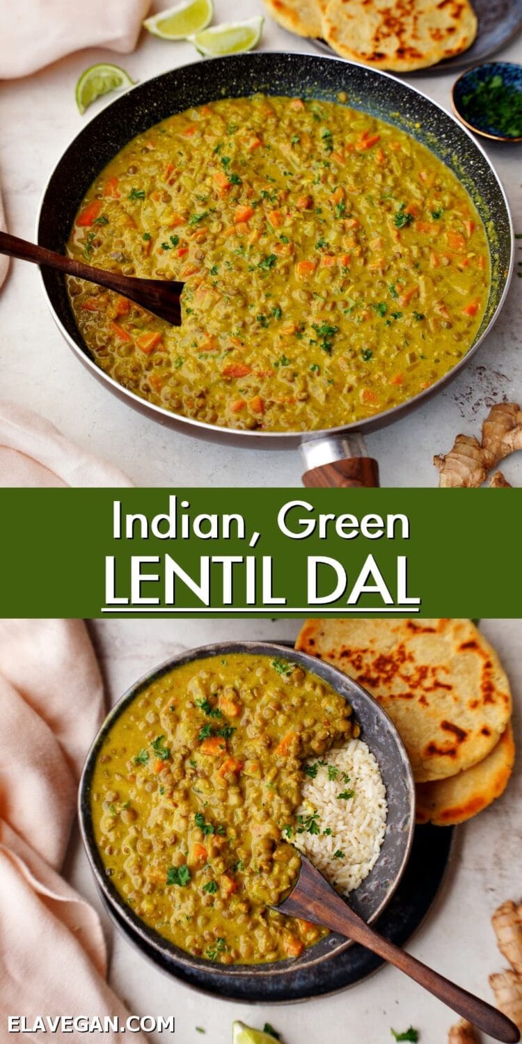 Pinterest collage Indian green lentil dal