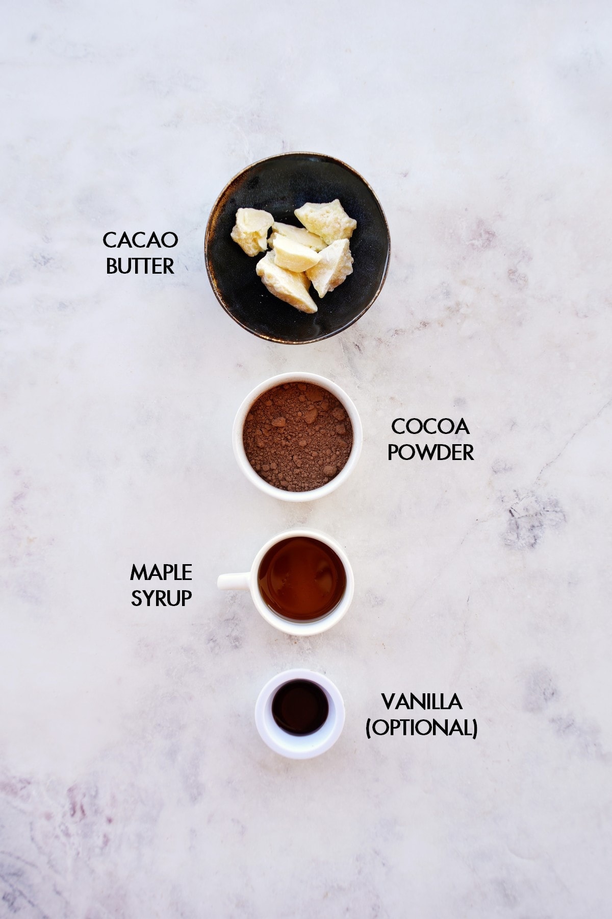ingredients for homemade chocolate