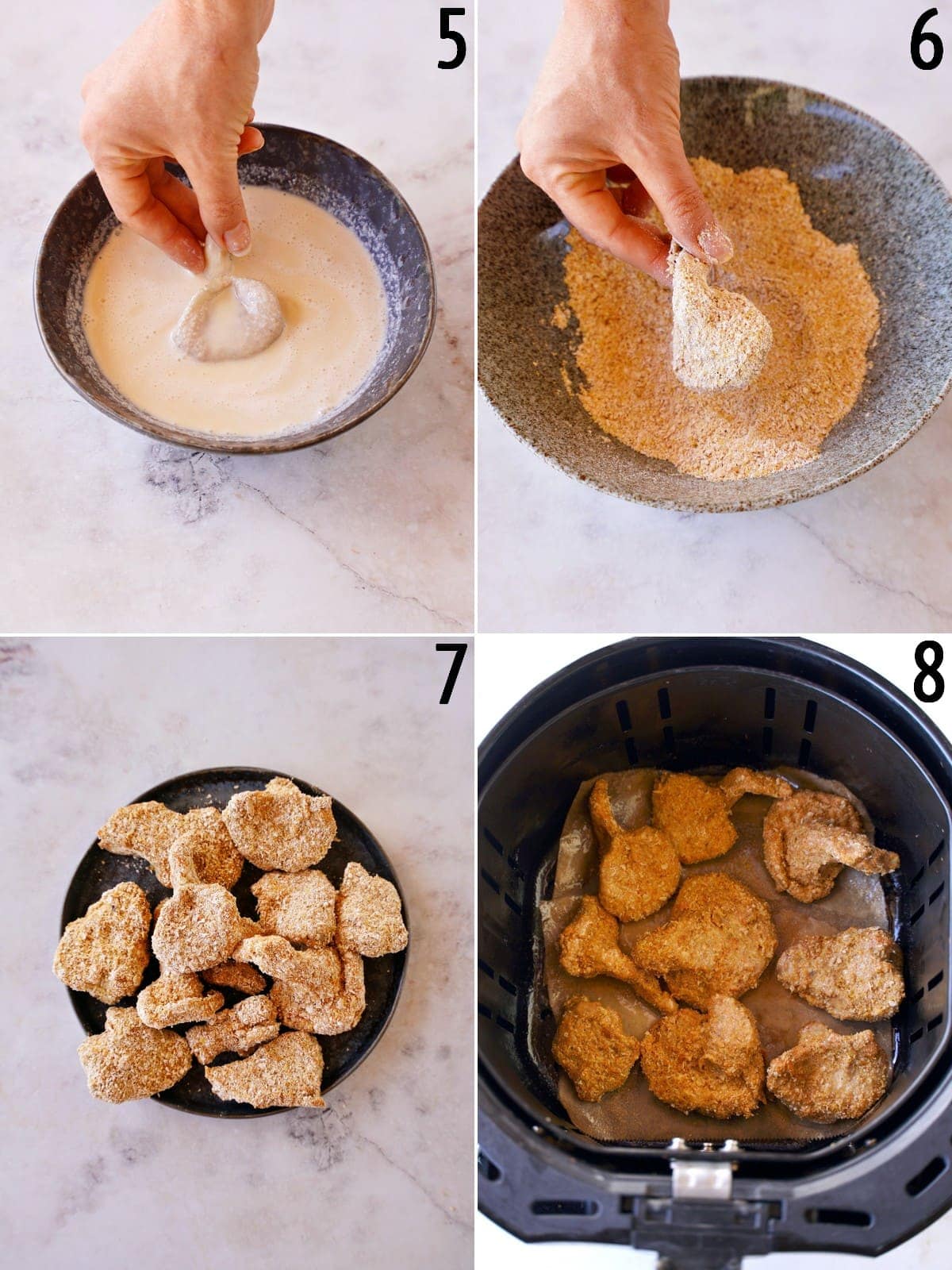 4 step-by-step photos of preparing the mushroom recipe