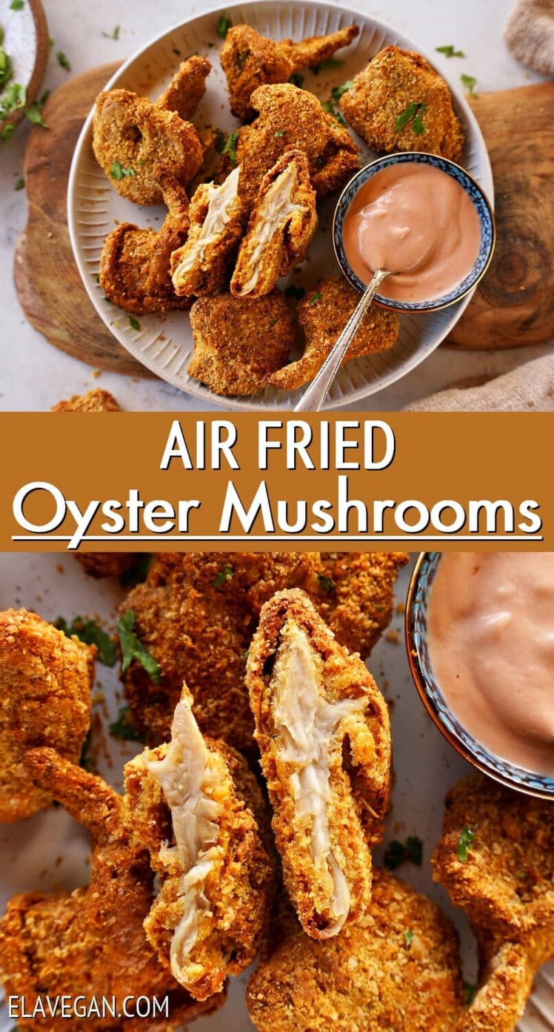 Pinterest Collage air fried oyster mushrooms