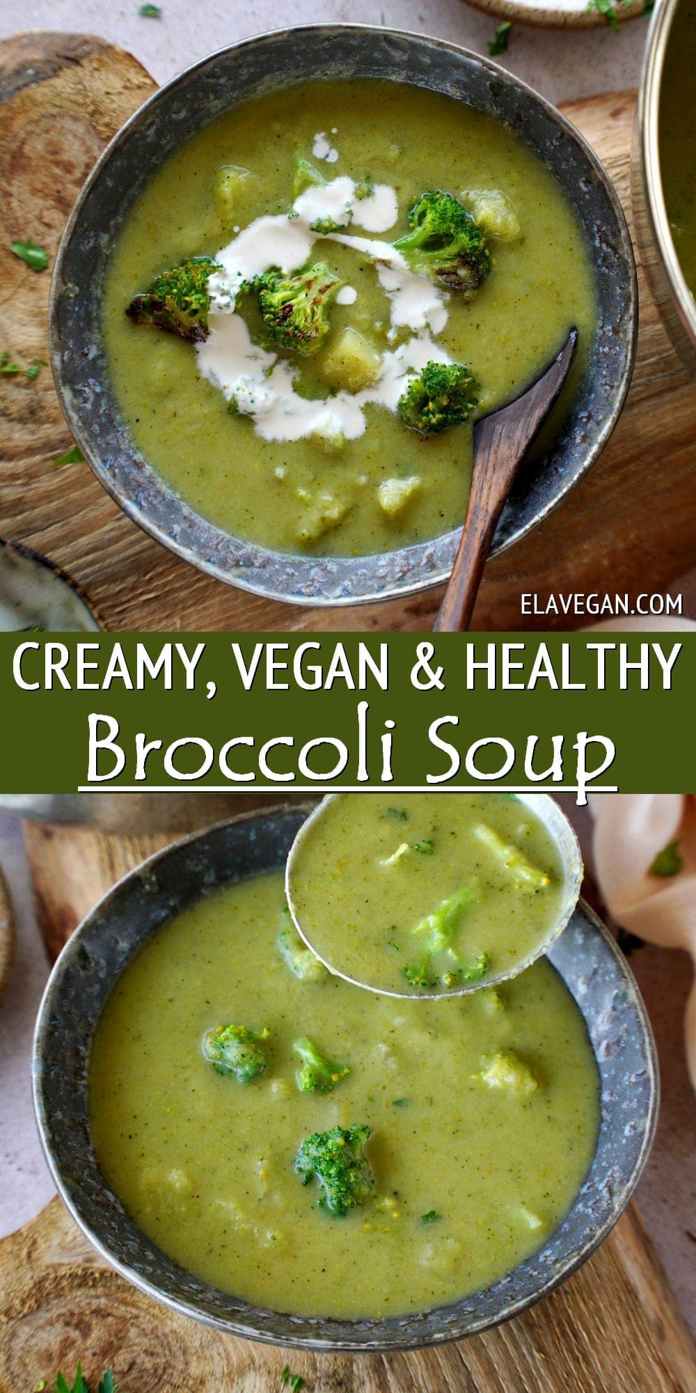 Pinterest Collage creamy vegan & healthy broccoli soup