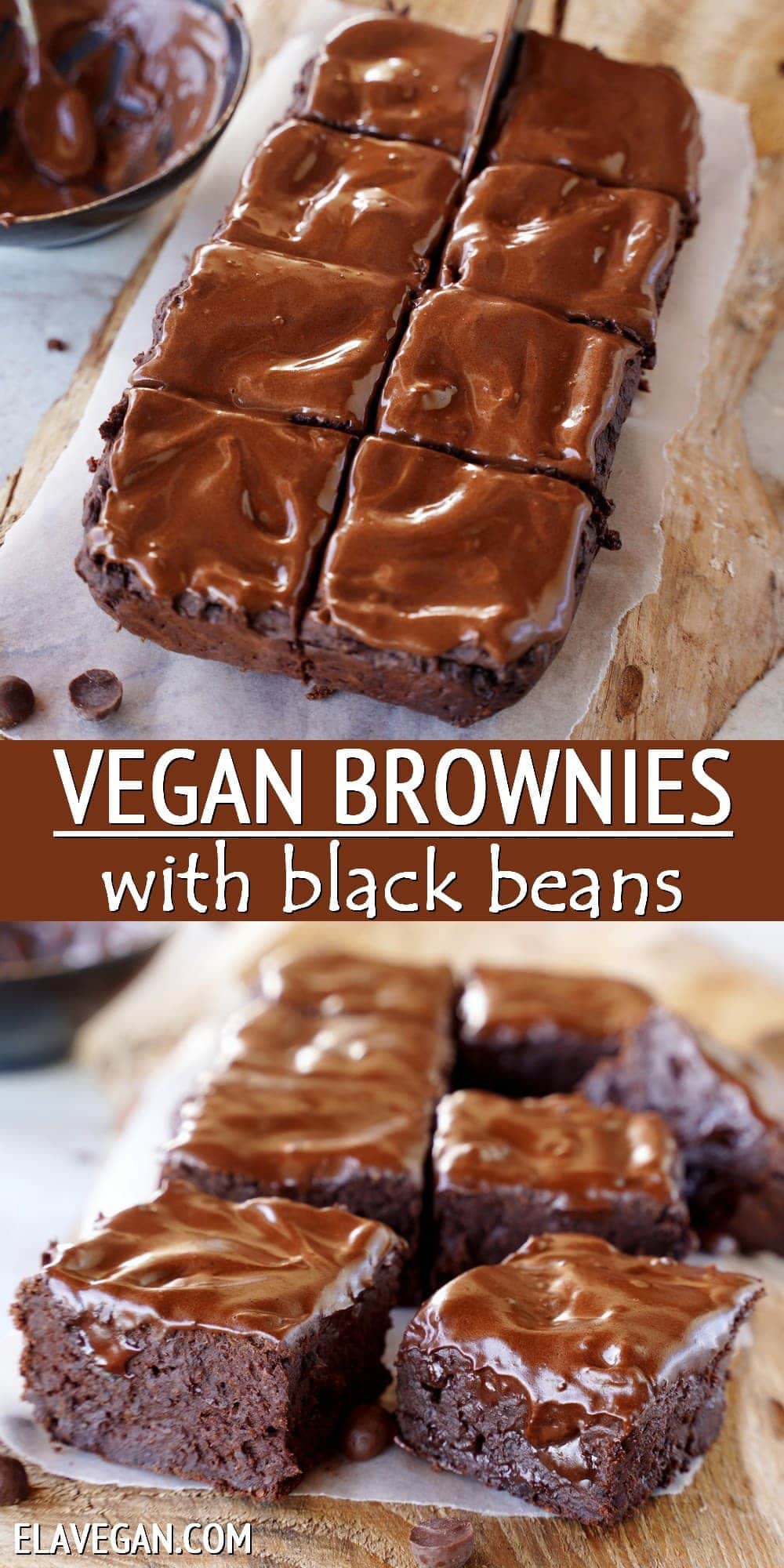 Pinterest collage vegan brownies with black beans