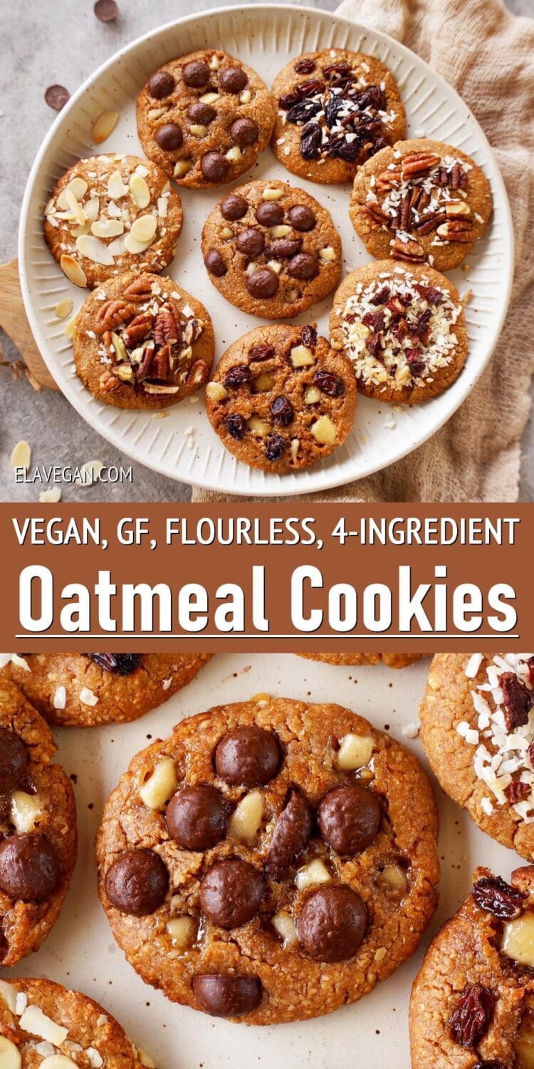 Pinterest Collage Vegan, GF, 4-Ingredient Oatmeal Cookies