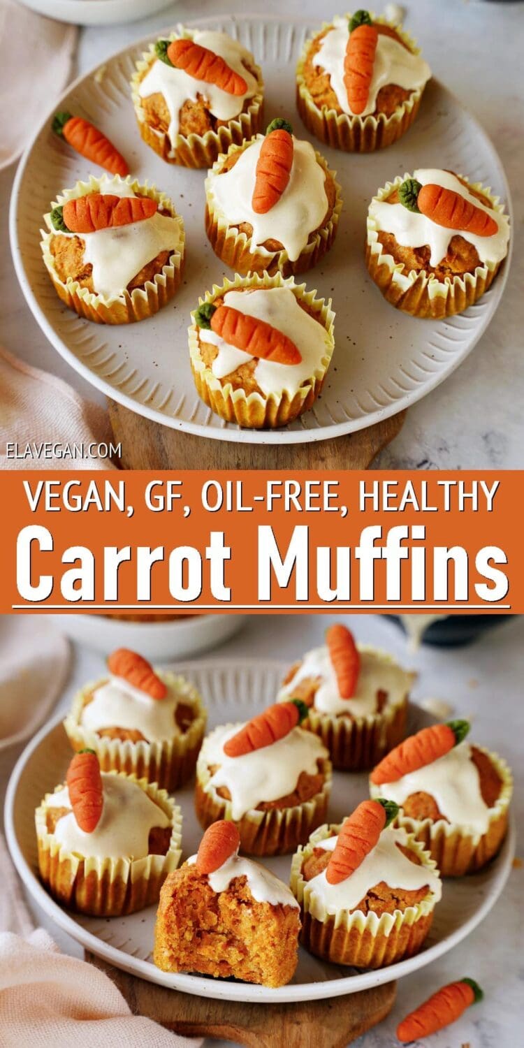 Pinterest Collage Vegan, GF, Oil-Free, Healthy Carrot Muffins