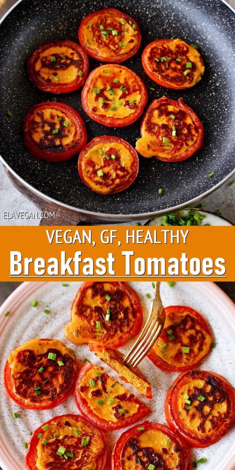 Pinterest Collage of Vegan, GF, healthy breakfast tomatoes
