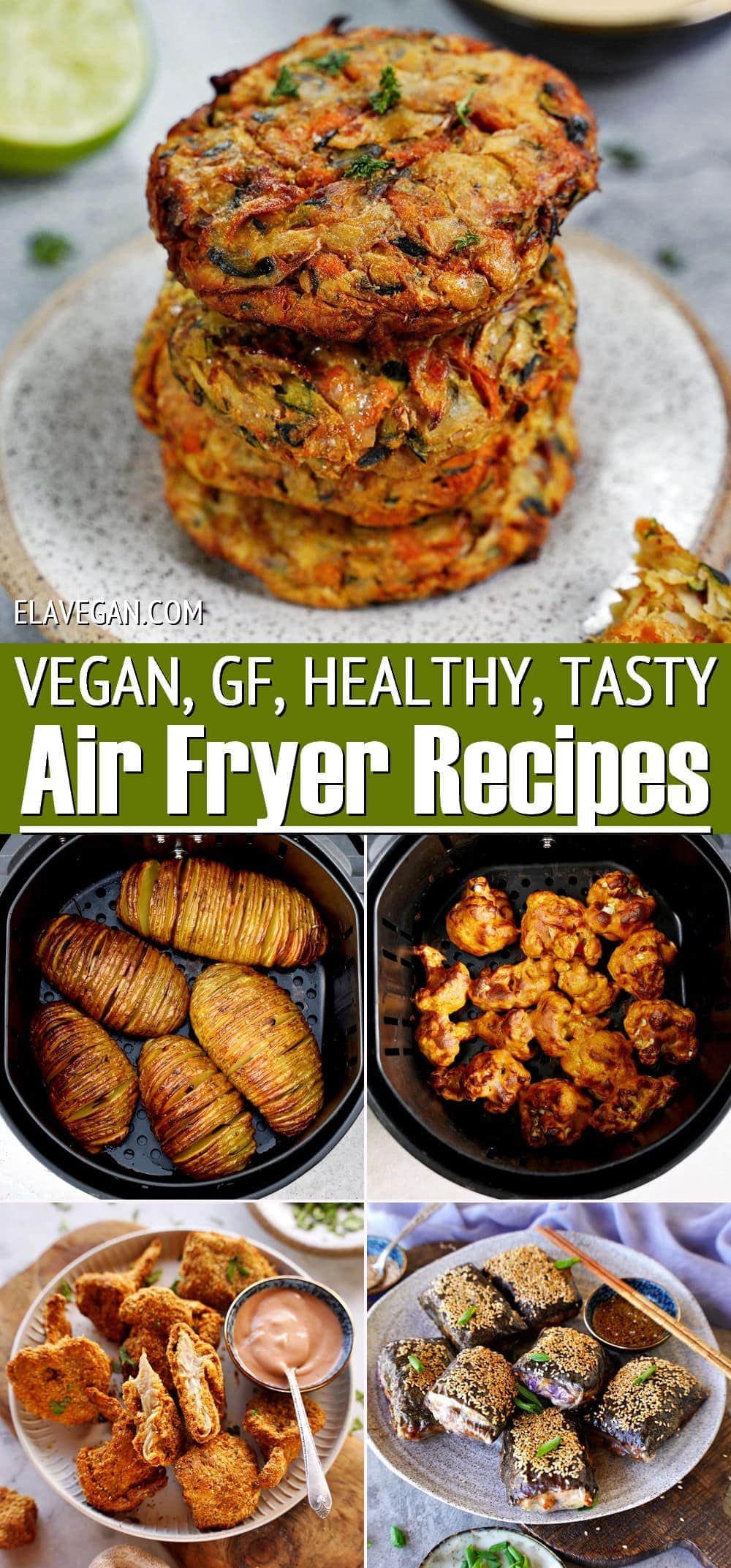 Pinterest Collage vegan, GF, healthy, tasty air fryer recipes