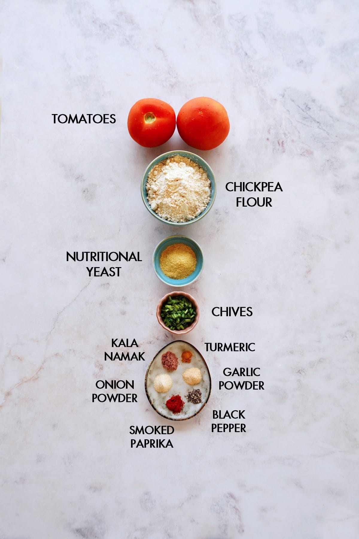 ingredients for tomato omelette