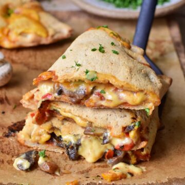 vegan Calzone with mushrooms and cheese