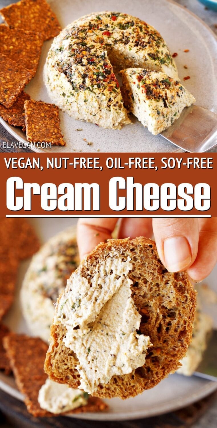 Pinterest Collage vegan, nut-free, oil-free, soy-free cream cheese