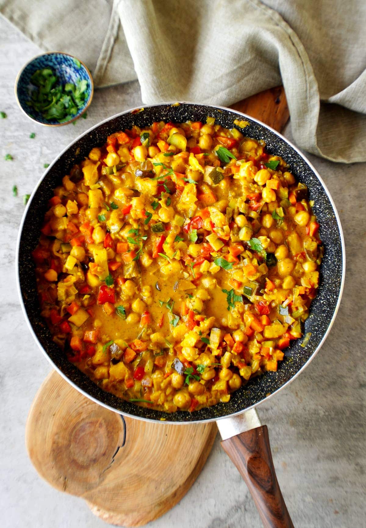 veggie curry in pan from above