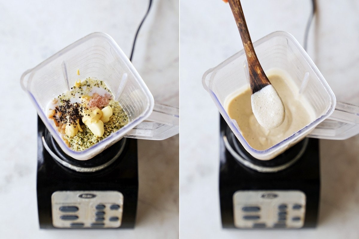 healthy salad dressing before and after blending