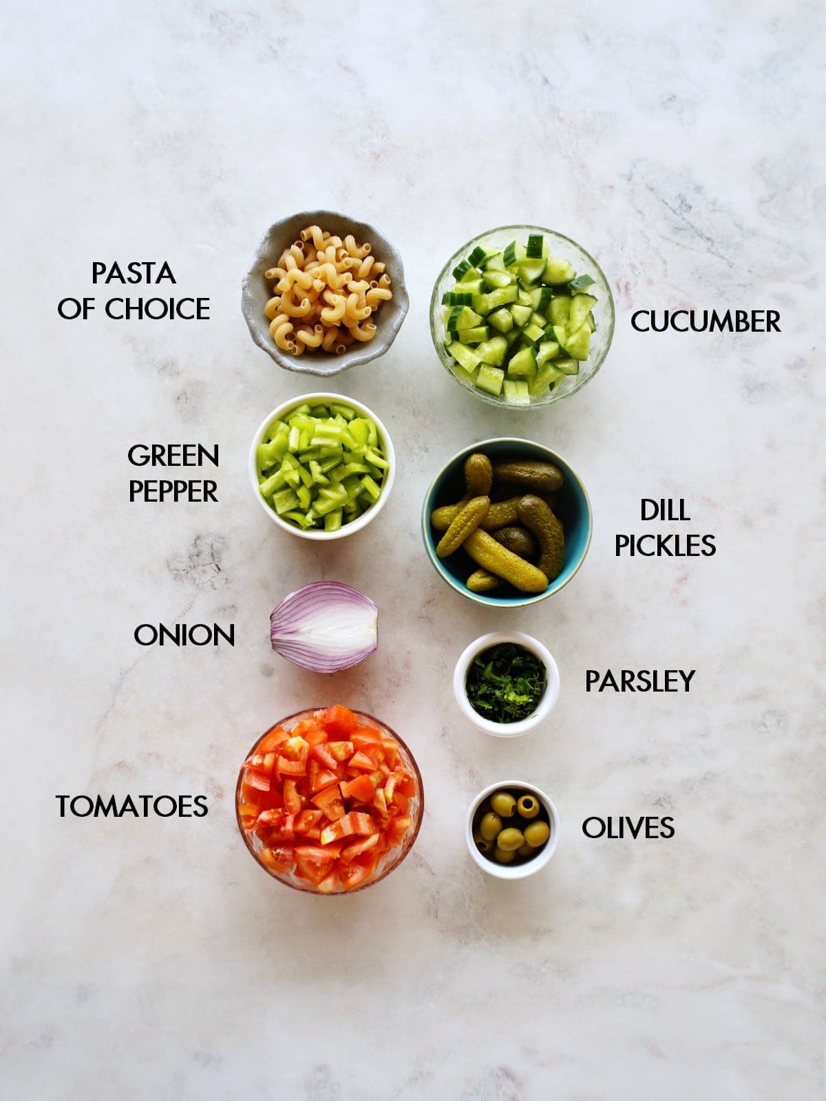 ingredients healthy pasta salad