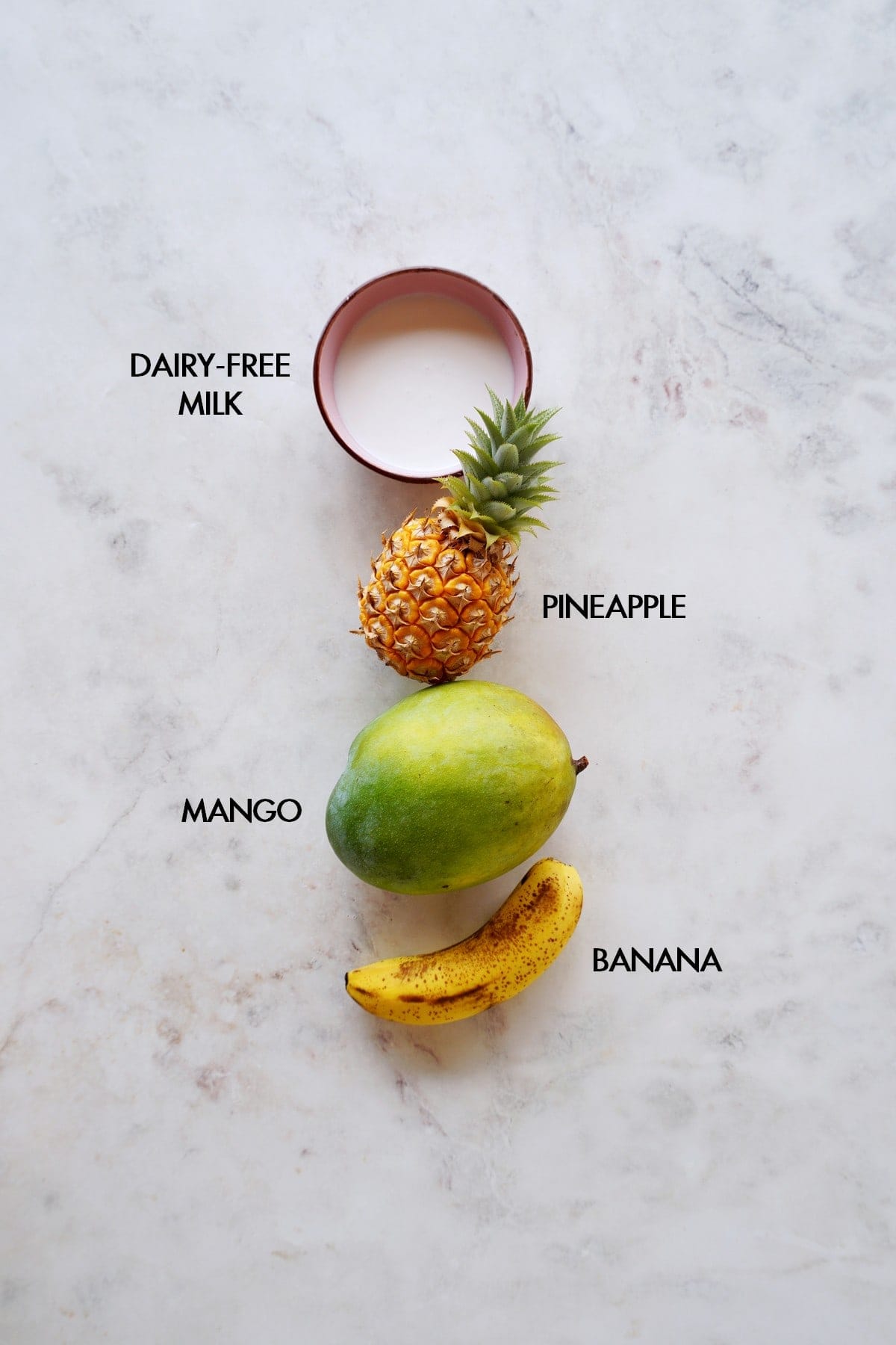 ingredients for mango pineapple smoothie