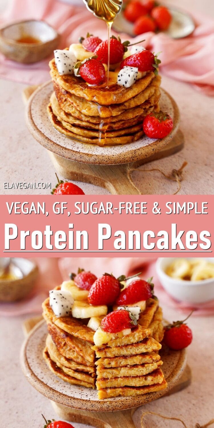 Pinterest Collage Vegan, GF, sugar-free protein pancakes