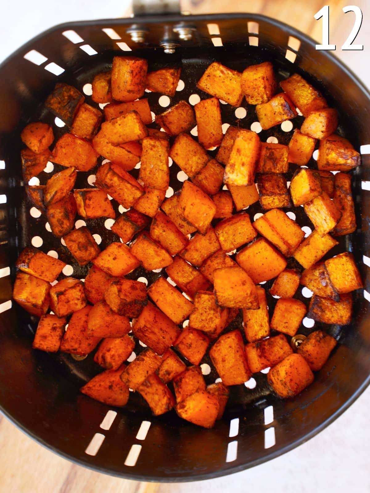 air fried butternut sqash cubes