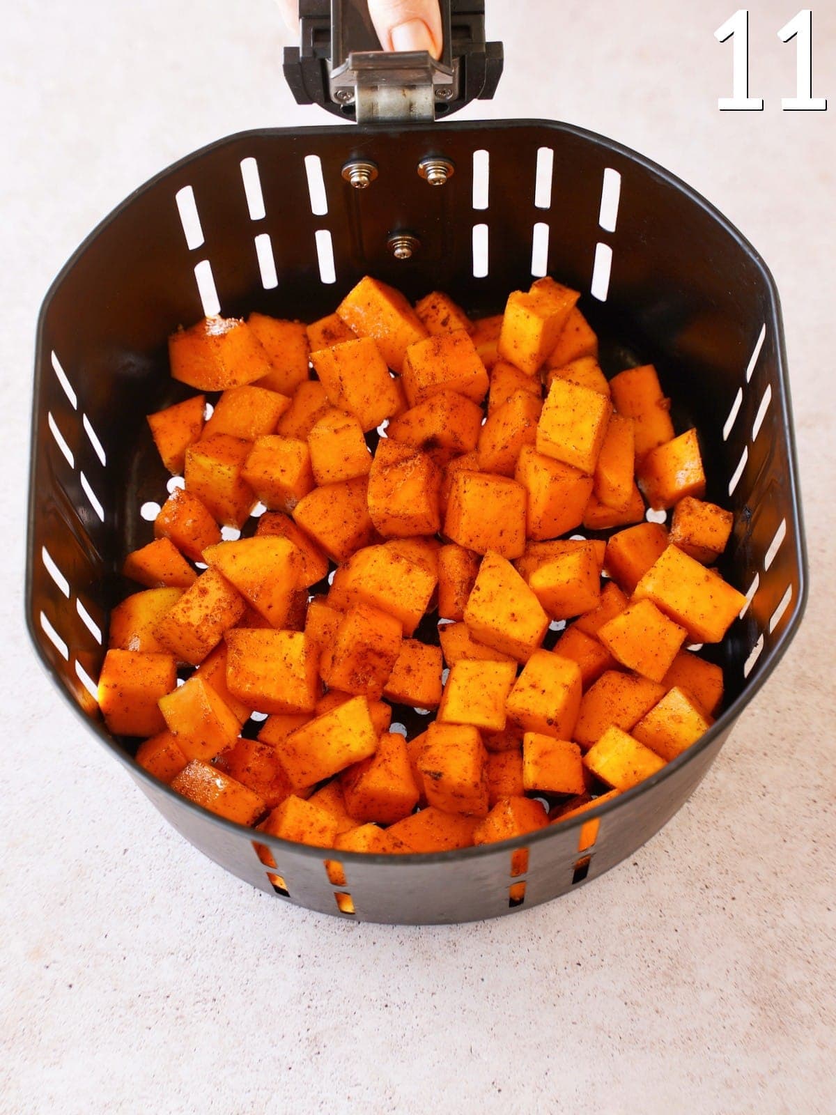 sqash cubes before air frying