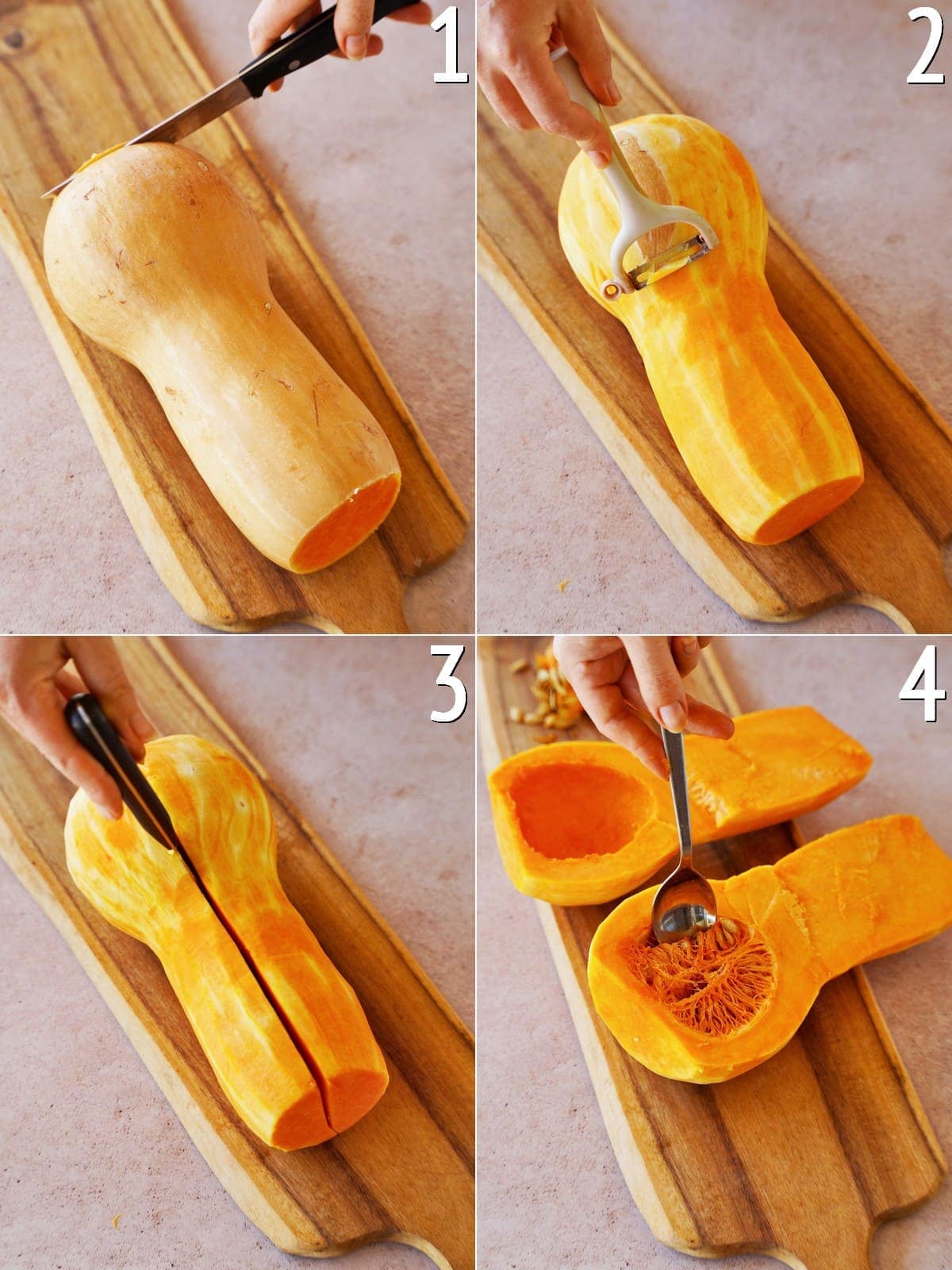 how to peel and clean a butternut squash