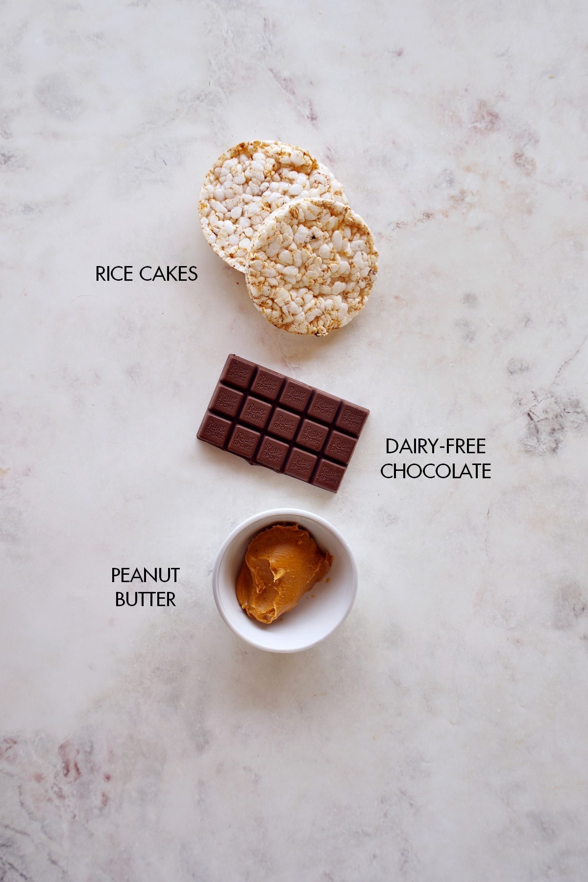 ingredients for chocolate rice cake bites