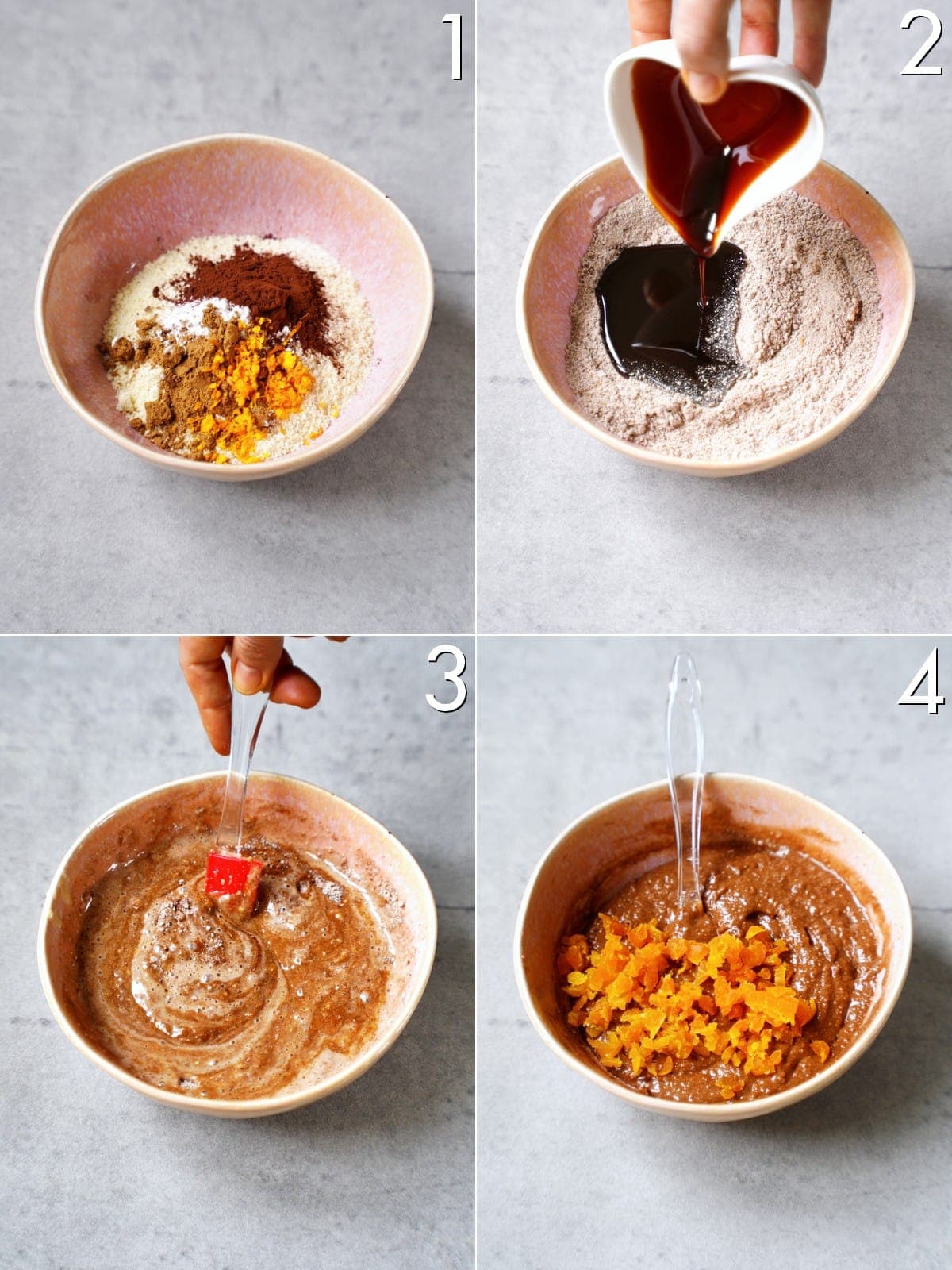4 pics showing how to make gingerbread cookie dough
