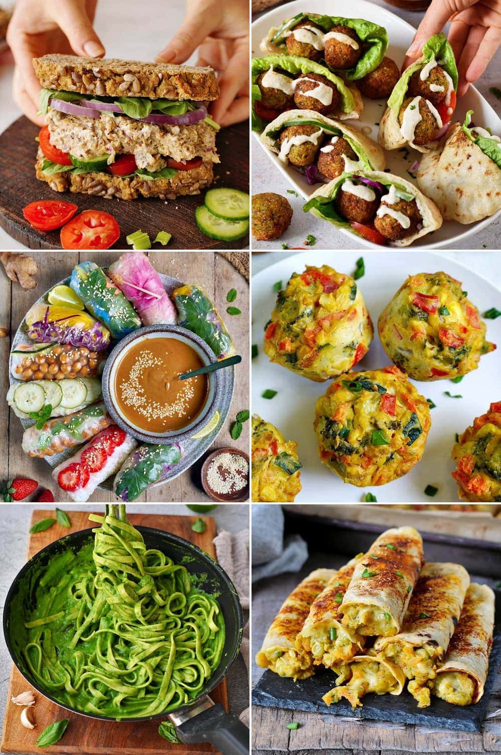 Collage vegane Rezepte fürs Mittagessen