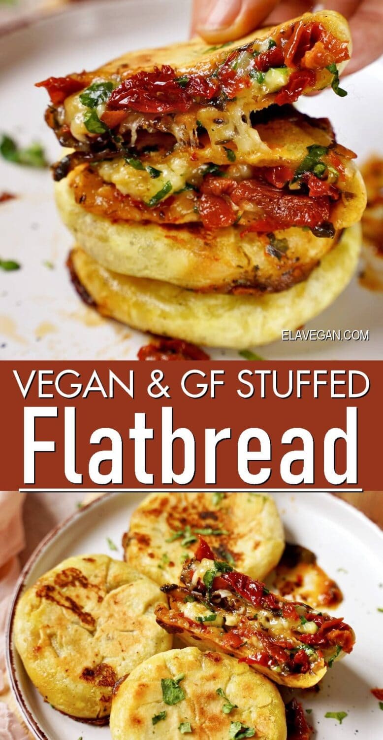 Pinterest Collage vegan & GF stuffed flatbread