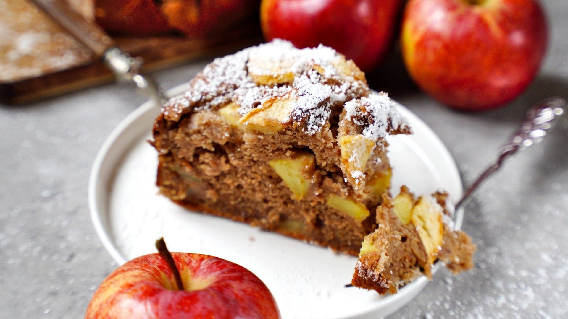 horizontal shot of vegan apple cake