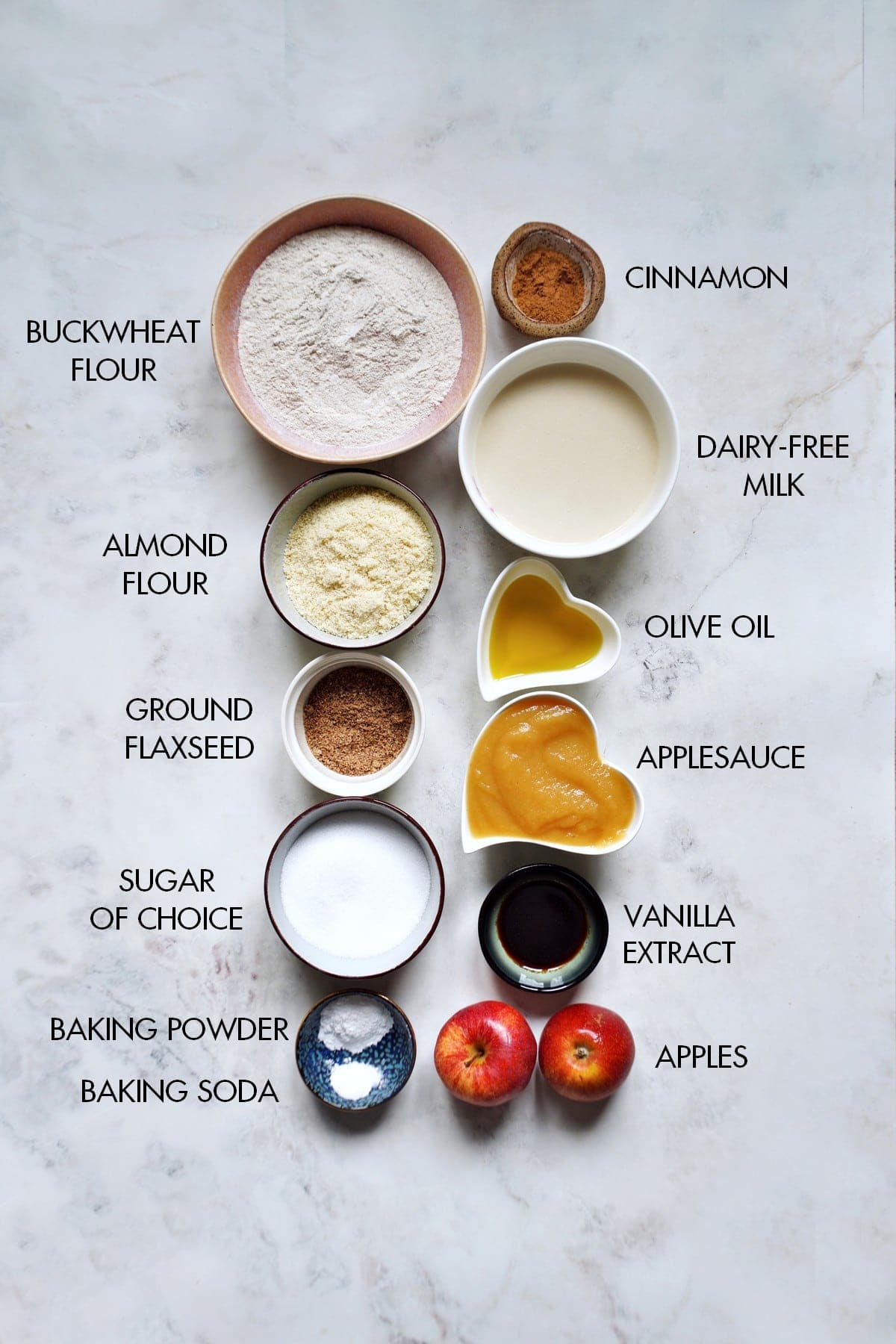 ingredients for cake with apples