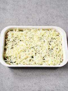 topping casserole with vegan cheese
