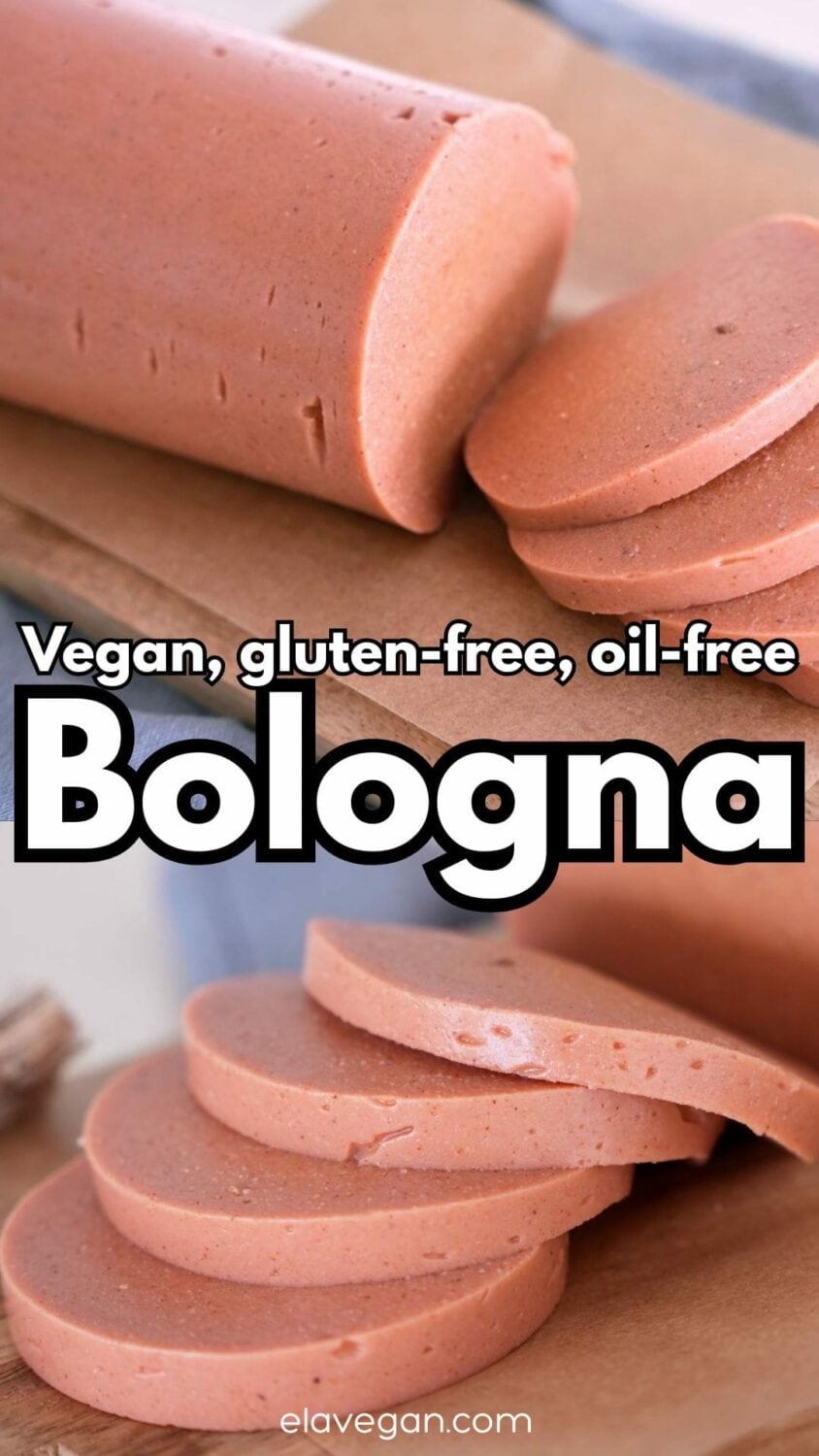 Pinterest collage vegan, gluten-free, oil-free bologna
