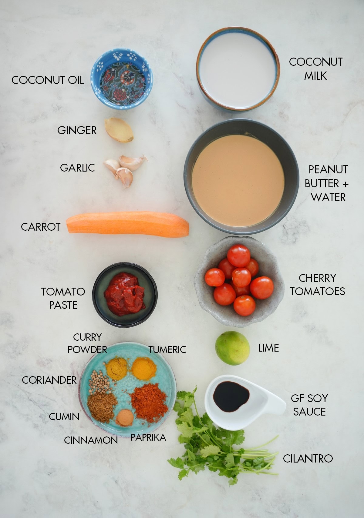 ingredients for peanut curry