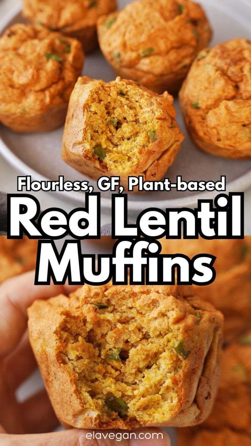 Pinterest collage red lentil muffins