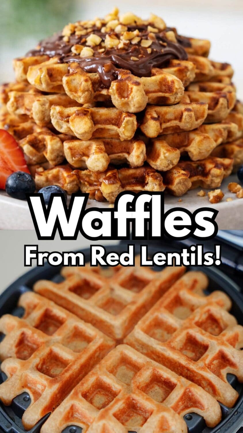 Pinterest collage waffles from red lentils