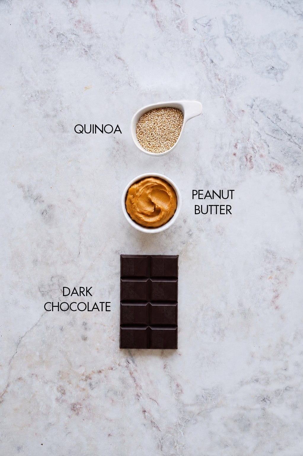 The ingredients for quinoa chocolate bars