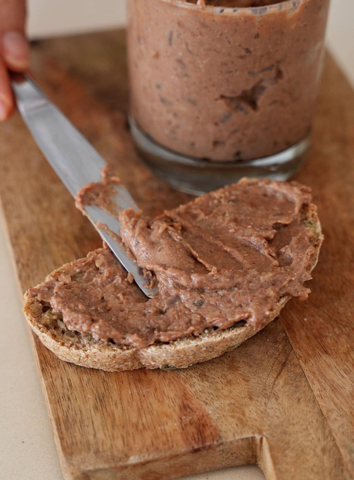 vegan liverwurst on a slice of bread