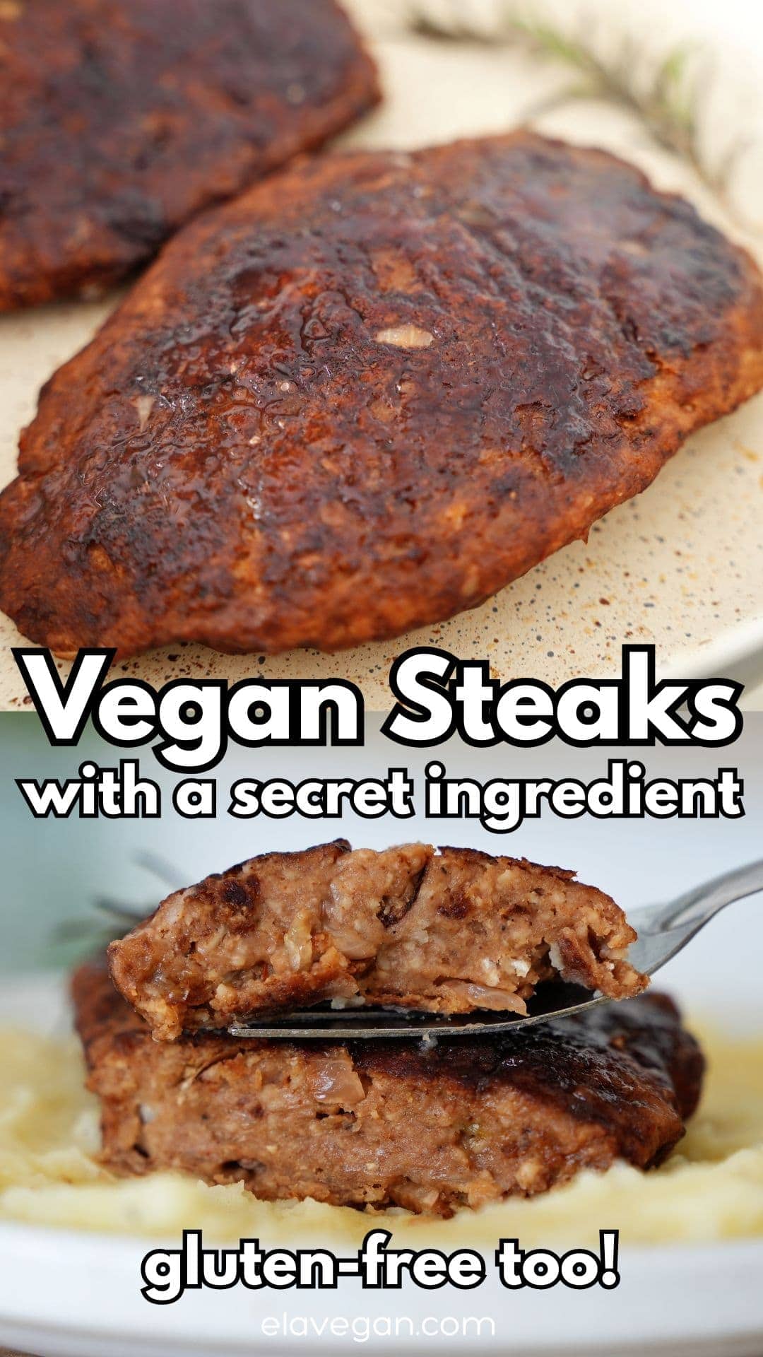 Pinterest collage for vegan steaks
