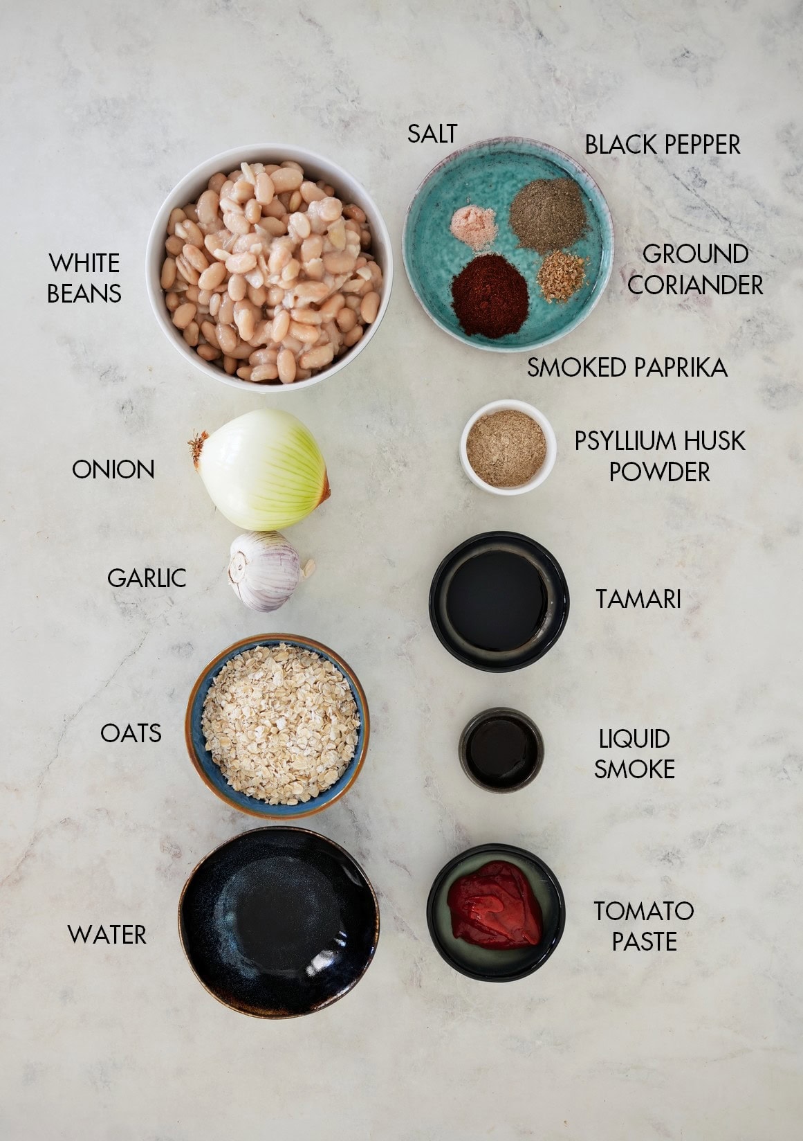 The ingredients for vegan steaks with white beans