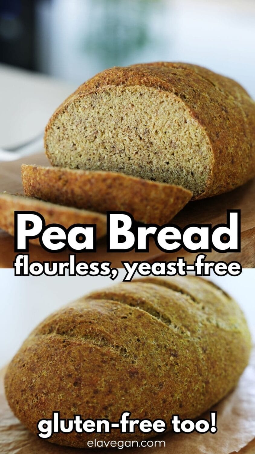 Pinterest collage flourless pea bread without yeast, gluten-free